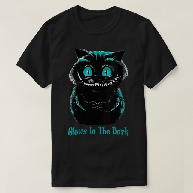 Katt Halloween-glimmer i Mörken VNeck T Shirt (Design framsida)