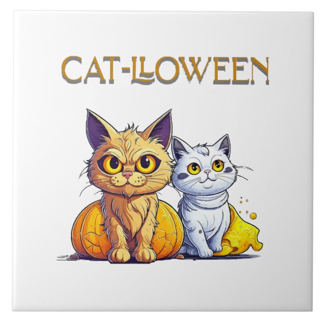 Katt Halloween  Kakelplatta (Framsidan)