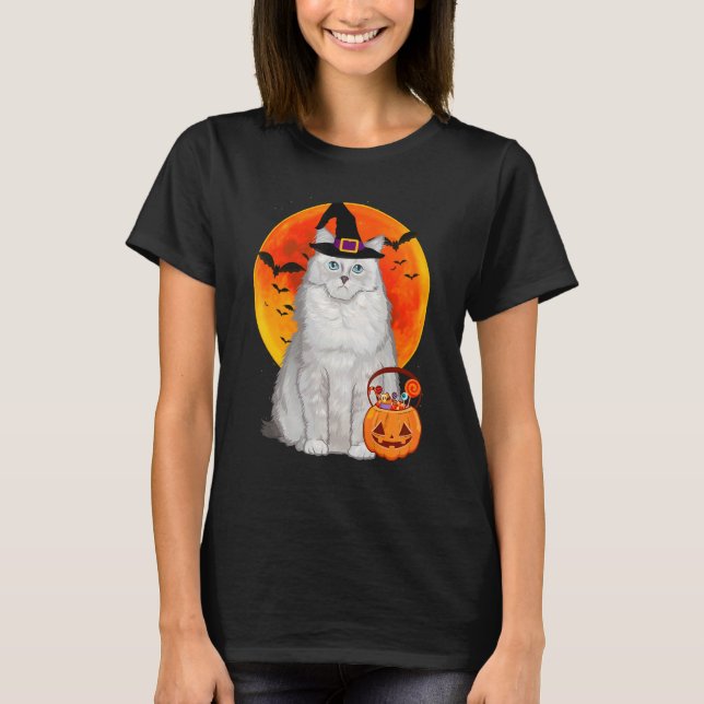 Katt Halloween Ragdoll Jack O Lantern Pumpa T Shirt (Framsida)