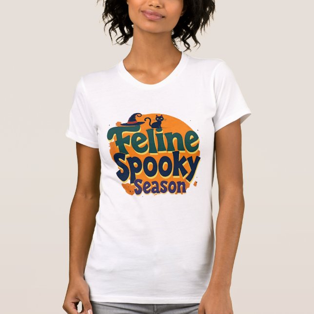 Katt Halloween-säsong T Shirt (Framsida)