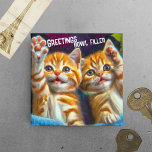 Katt | Hälsning Bowl Filler Funny Kitten Fridge Magnet<br><div class="desc">Kylmagneter med kyl- och frysskåp i kattunge. Texten lyder: "hälsning,  bowlingfyllning" med två orangar tabbar av kattungar som viftar hej. En söt gåva till katt mammor,  katt pappor eller någon kattentusiaster.</div>