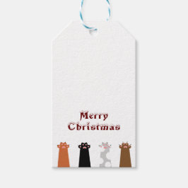 katt händer God Jul Presentetikett