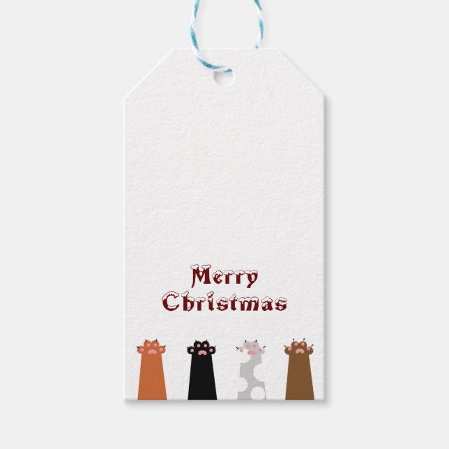 katt händer God Jul Presentetikett (Framsidan)