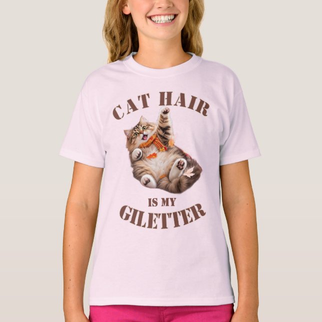 Katt hår är min glitter t shirt (Framsida)