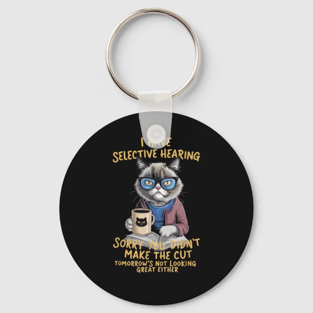 Katt har selektiv hörsel nyckelring (Framsida)