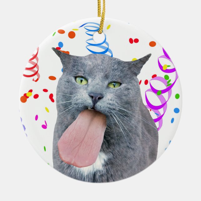 Katt Har Tunga? Keramisk prydnadsföremål Julgransprydnad Keramik (Framsidan)