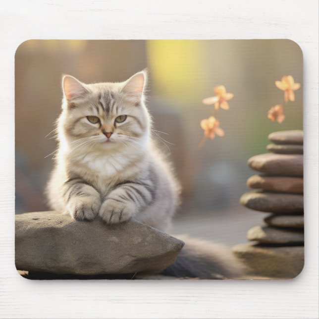 Katt Hårig Pet Animal Tranquil fredningsfri Musmatta (Framsidan)