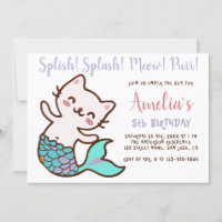 Katt Havfrue Flickans födelsedag Meowmaid Purrmaid
