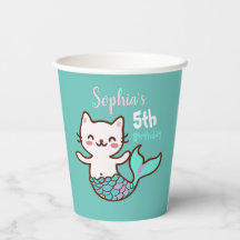 Katt Havfrue Flickas Födelsedag Söt Purrmaid Meowm