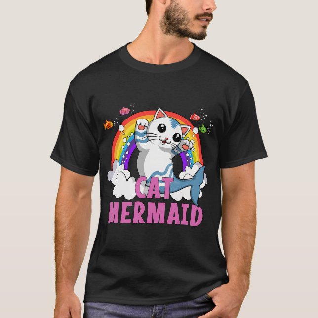 Katt Havfrue T Shirt (Framsida)