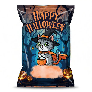 Katt Häxa Halloween Chipspåse Omslag Festgåvor Anteckningsblock