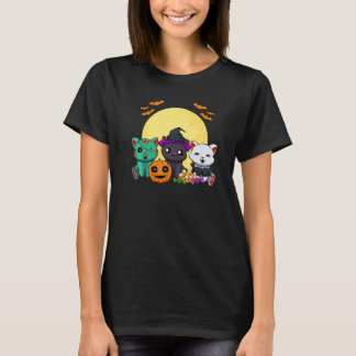 Katt Häxa Zombie Vampire Lat Halloween Kostym Cu T Shirt