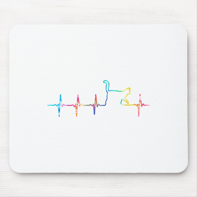 Katt Heartslag Katt Lover Cute Animal Tie Dye Wome Musmatta (Framsidan)