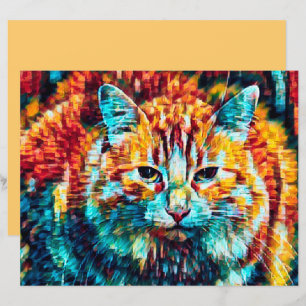 Katt Hippie Färgrik Orange Groovy Art Dekoupage