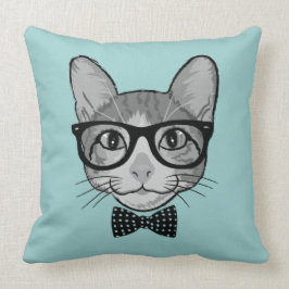 Katt Hipster med prickig fluga Kudde