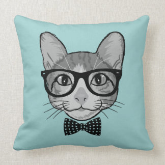Katt Hipster med prickig fluga Kudde