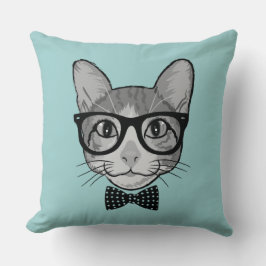 Katt Hipster med prickig fluga Kudde