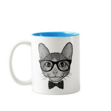 Katt Hipster med prickig fluga