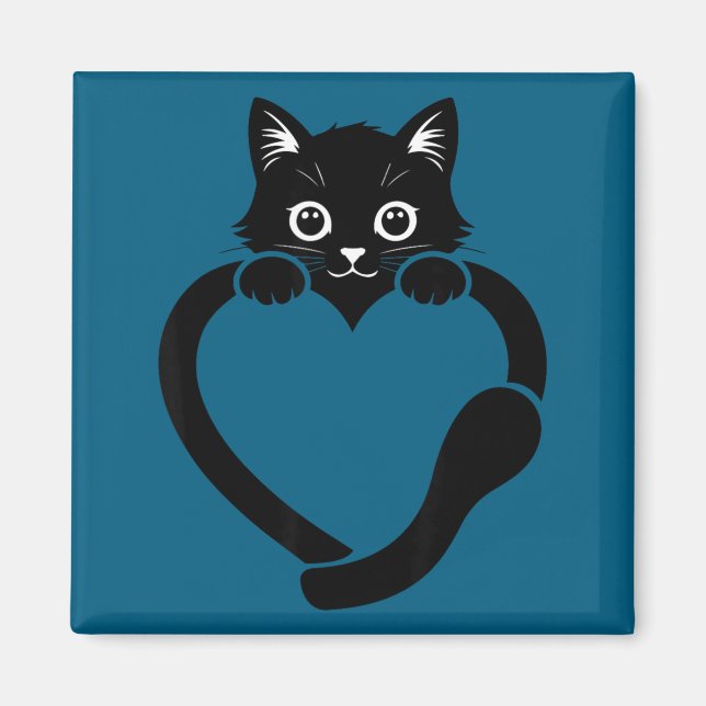 Katt hjärta grafik kärlek söt katt  magnet (Framsidan)
