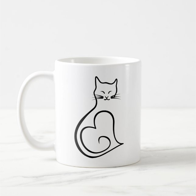 Katt - Hjärta Kaffemugg (Vänster)