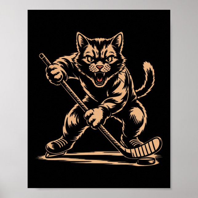 Katt Hockeyspelare Is Sport Lag  Poster (Framsidan)
