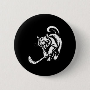 Katt Hockeyspelare Team Hockey Älskare Kattunge Ho Knapp
