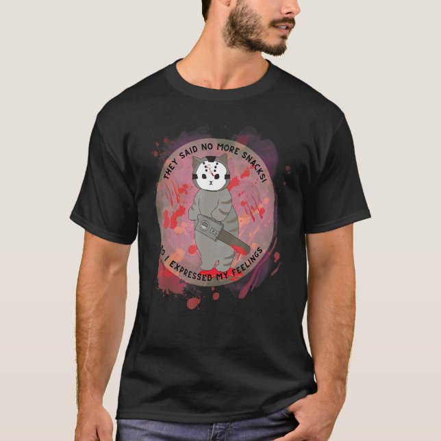 Katt Horror Skämtar Om Bantning T Shirt (Framsida)