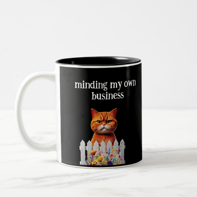 Katt Humor --Bryr mig inte Två-Tonad Mugg (Vänster)