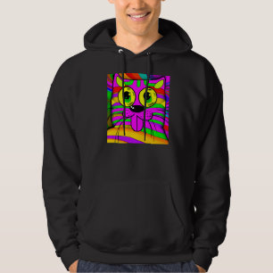 Katt humoral konst meow kattunge porträtt gullig k hoodie