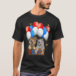 Katt & Hund Amerika Meowica Merica Katt Hund Usa A T Shirt