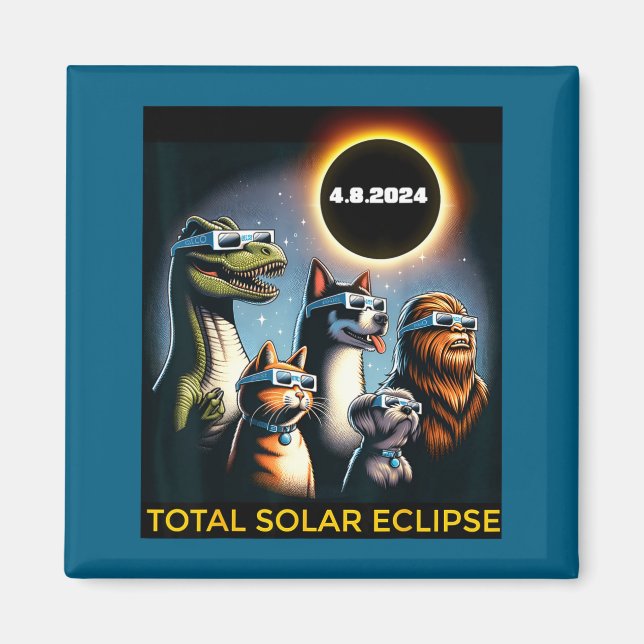 Katt Hund Bigfoot Eclipse Glas Total solförmörkels Magnet (Framsidan)