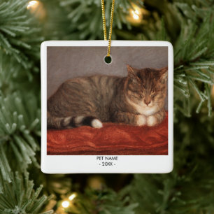 Katt Hund Foto Husdjur Minnesgåva Porträtt Jul Julgransprydnad Keramik