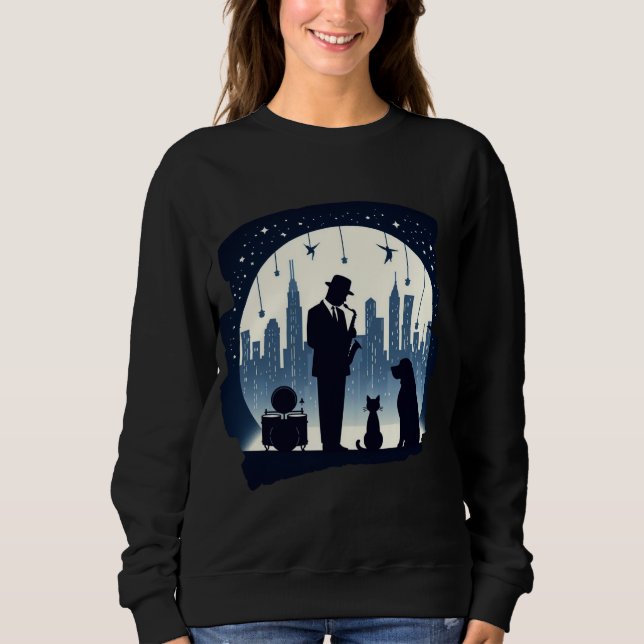 Katt, hund, Jazz T Shirt (Framsida)