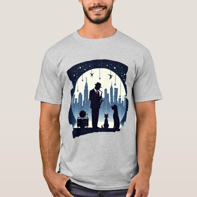 Katt, hund, Jazz T Shirt (Framsida)
