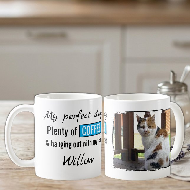 Katt hund kaffe blå husdjur kärlek kaffemugg (Skapare uppladdad)