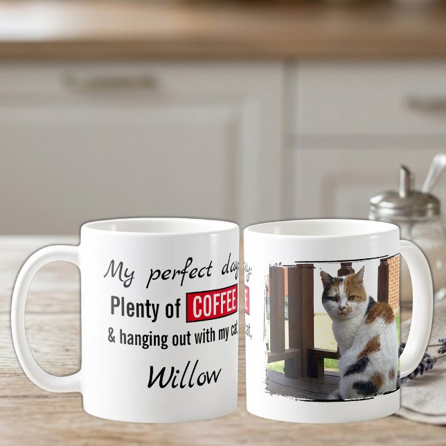Katt hund kaffe röd djurlivbe kaffemugg (Skapare uppladdad)