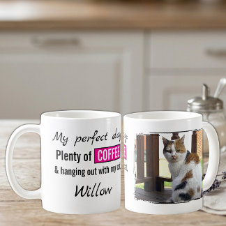 Katt hund kaffe rosa husdjur kärlek kaffemugg