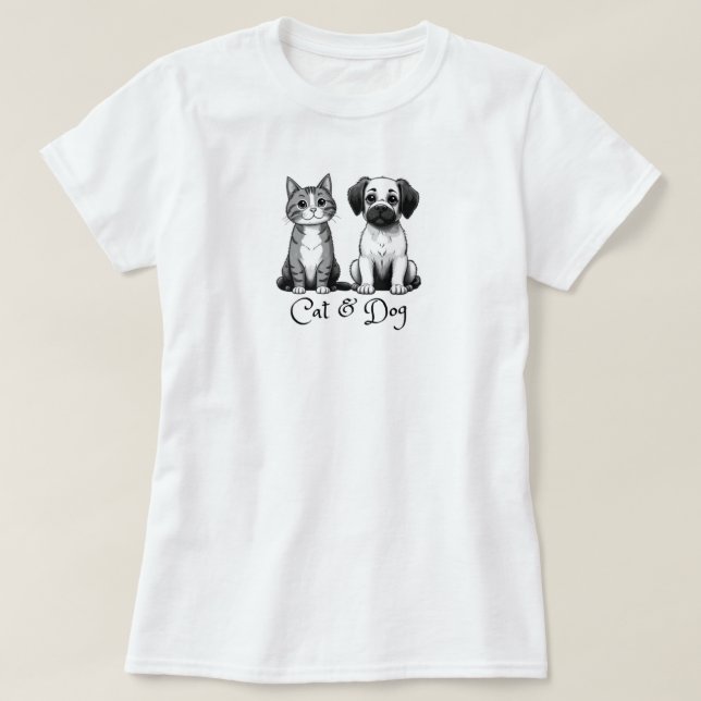 Katt & Hund Kvinens T-Shirts (Design framsida)