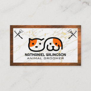 Katt Hund Logotyp Pet Grooming Verktyg Visitkort