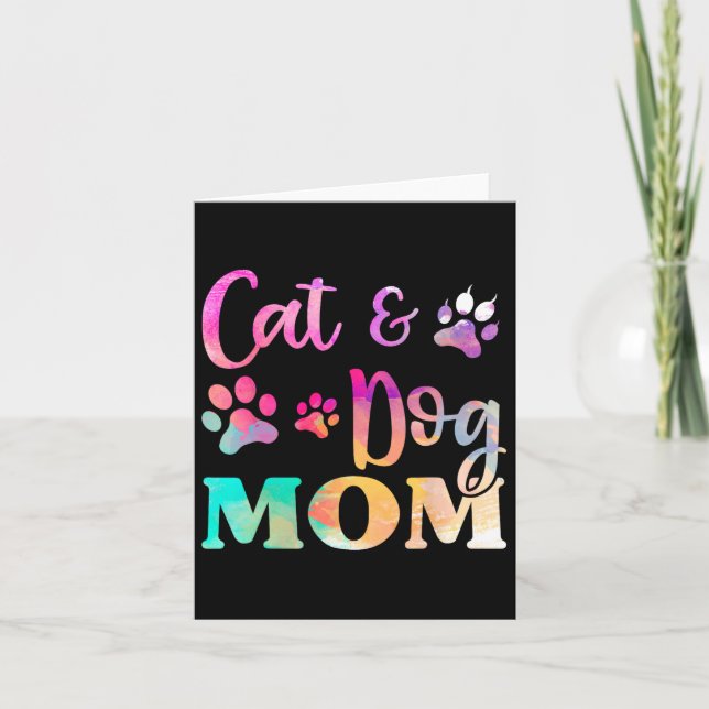 Katt Hund Mamma T-shirt För Kvinnor  Kort (Framsida)
