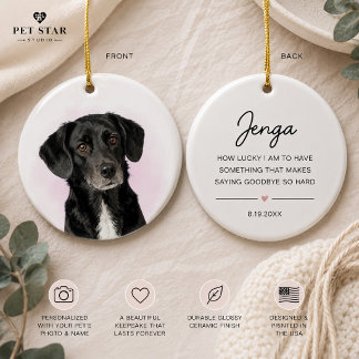 Katt hund minnesgåva Foto med kondoleans Julgransprydnad Keramik