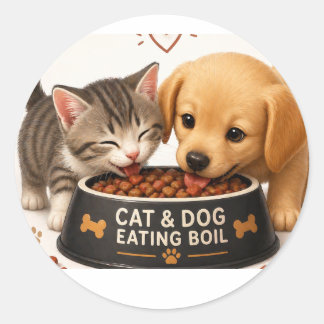 katt hund runt klistermärke