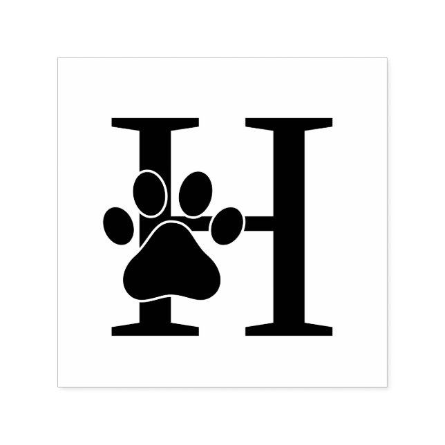 Katt Hund Tassavtryck Över Enkel Fet Initial Självfärgande Stämpel (Design)