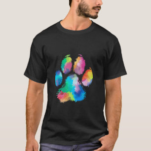 Katt Hund Tassavtryck Vattenfärg Regnbåge Abstrakt T Shirt