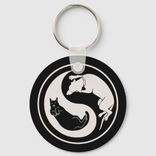 Katt-Hund Yin-Yang Nyckelring