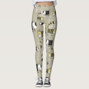 Katt & Hundar: Lustigt sjölöst Struktur Leggings