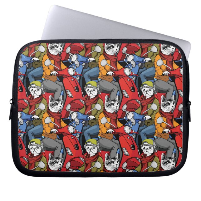 Katt- & hundsparkcykelmönster laptop fodral (Framsidan)