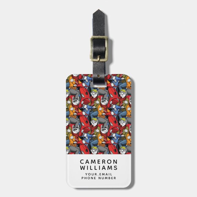 Katt- & hundsparkcykelmönster | tillfogar ditt bagagebricka (Vertikal Framsida)