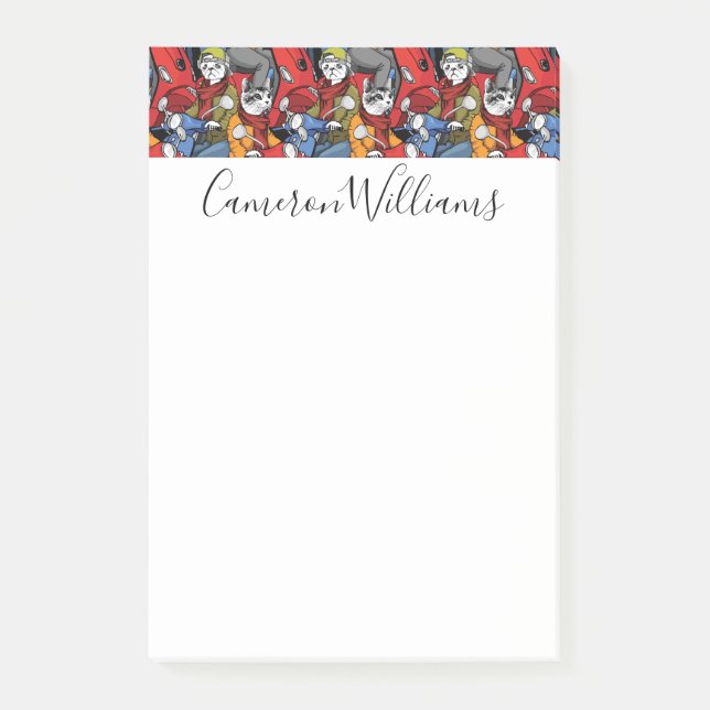 Katt- & hundsparkcykelmönster | tillfogar ditt post-it block (Framsida)