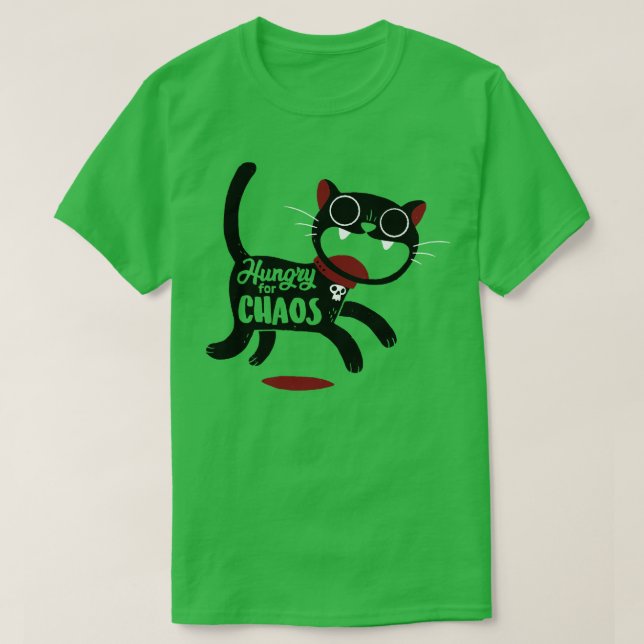 Katt Hungrig för kaos T Shirt (Design framsida)